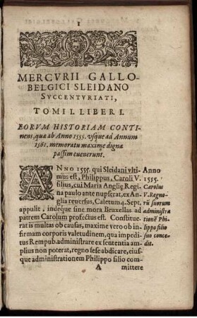 Liber I. Eorum Historiam Continens, quae ab Anno 1555. usque ad annum 1561. memoratu maxime digna passim evenerunt