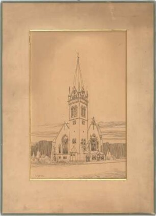Billing, Hermann; Karlsruhe (Baden-Württemberg); Ev. Christuskirche - Ansicht (Perspektive)