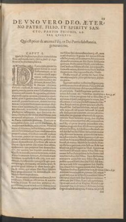 De Uno Vero Deo, Aeterno Patre, Filio, Et Spiritu Sancto, Partis Prioris, Liber Quartus.