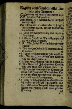 Register unnd Innhalt aller Capitel dises Büchleins.