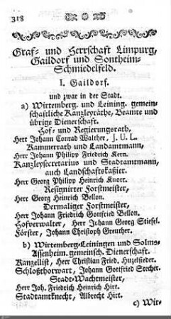 Beamte in Limpurg, Gaildorf, Sontheim, Schmiedelfeld
