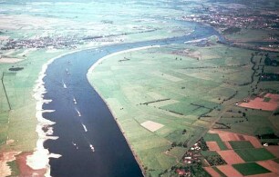 Rhein vor dem Ausbau 1962 zwischen Büderich und Wesel