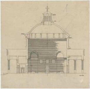 Döllgast, Hans; München; Ostfriedhof, Aussegnungshalle - Längenschnitt