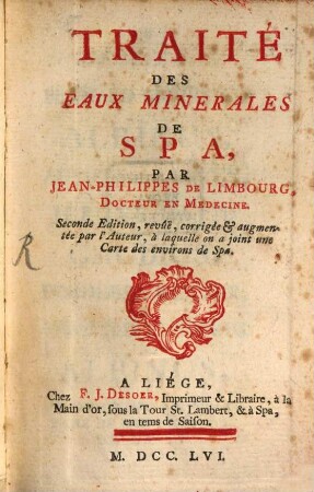 Traité des eaux minerales de Spa