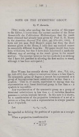 Note on the symmetric group.