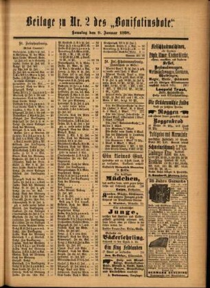 Zweite Ausgabe vom Sonntag, den 09. Januar 1898.