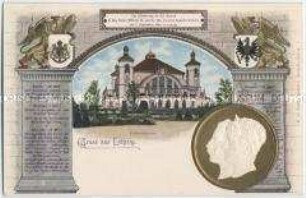 Postkarte zum Besuch Kaiser Wilhelm II. in Leipzig