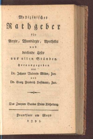 Des Zweyten Bandes Dritte Abtheilung