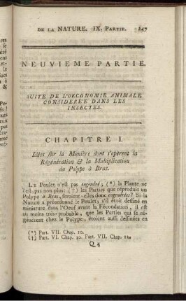 Neuvieme Partie. Suite De L' Oeconomie Animale Consideree Dans Les Insectes.