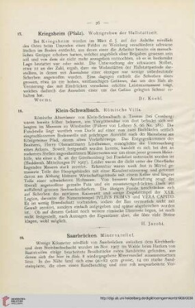 1: Kriegsheim (Pfalz) : Wohngruben der Hallstattzeit