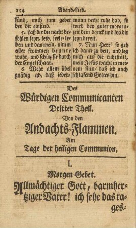 Des Würdigen Communicanten Dritter Theil. Von den Andachts-Flammen. Am Tage der heiligen Communion