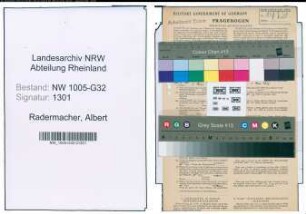 Entnazifizierung Albert Radermacher , geb. 11.06.1899 (Angestellter)