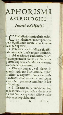 Aphorismi Astrologici Incerti Auctoris.