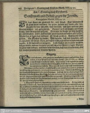 Am V. Sonntag nach Epiphaniä. Sanfftmuth und Gedult gegen die Irrende. Evangelium Matth. XIII, 24-30