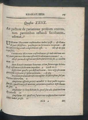 Quaestio XXIIX. An pactum de pariatione prolium conventum parentibus testandi facultatem adimat?