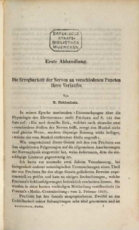 Studien des physiologischen Instituts zu Breslau : Herausg. von Prof. Dr. Rudolf Heidenhain. 1