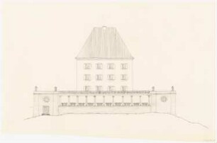 Schloss Fuschl bei Salzburg Umbau: Ansicht Brüstungsmauer mit Kolonnaden