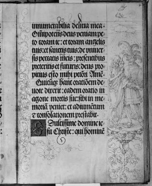 Gebetbuch Kaiser Maximilians I. — Ritter und Tod (bezieht sich auf das Gebet zum Trost in der Todesstunde), Folio 12recto