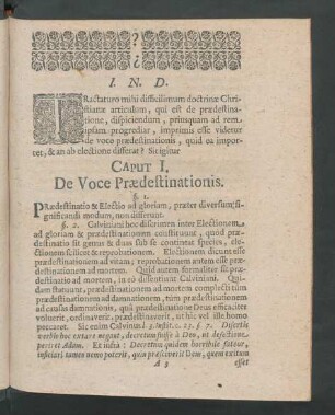 Caput I. De Voce Praedestinationis.