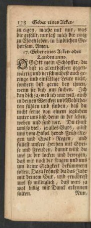 17. Gebet eines Acker- oder Landmanns.