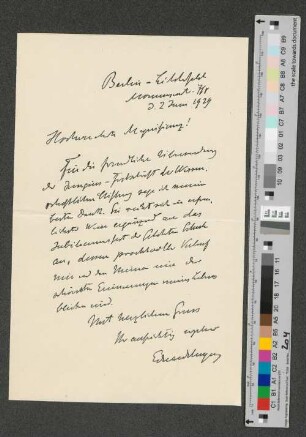 Brief an Werner von Melle