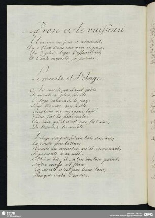 [Text 85:] Le merite et l‘éloge.