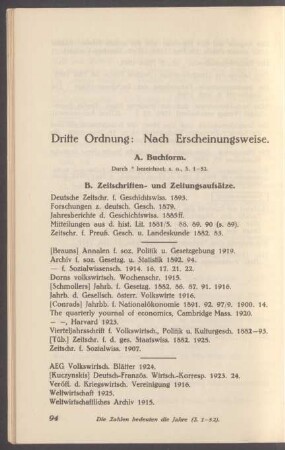 Dritte Ordnung: Nach Erscheinungsweise