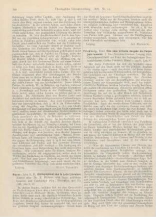 399-400 [Rezension] Mayor, John E. B., Bibliographical clue to Latin Literature
