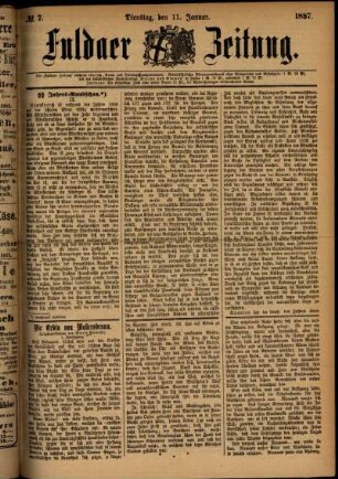 Ausgabe vom Dienstag, den 11. Januar 1887.