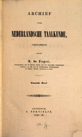 Archief voor nederlandsche taalkunde. 1849/50 = Jg. 2