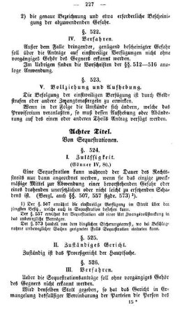 Achter Titel. Von Sequestrationen.