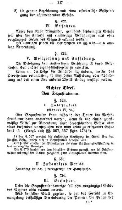 Achter Titel. Von Sequestrationen.