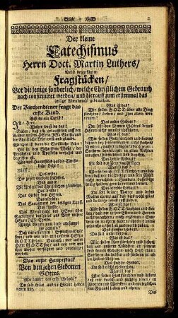Der kleine Katechismus Herrn Doct. Martin Luthers/ Nebst beygefügten Fragstücken/...