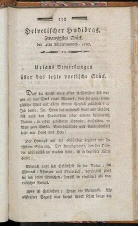 Helvetischer Hudibras. Zwanzigstes Stück. den 4ten Wintermonats, 1797.