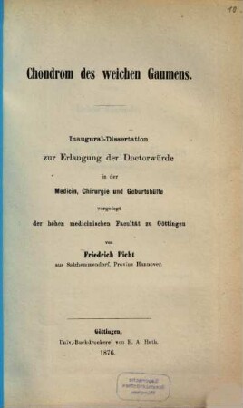 Chondrom des weichen Gaumens : Inaug.-Diss.