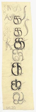 Monogrammskizzen : Skizzen zu den Initialen E H, E K