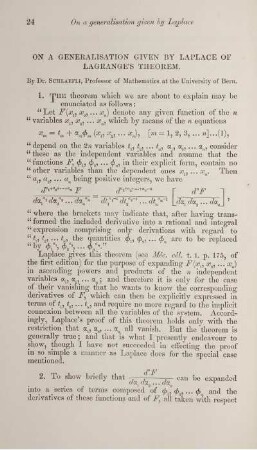 On a generalisation given by laplace of Lagrange's theorem.
