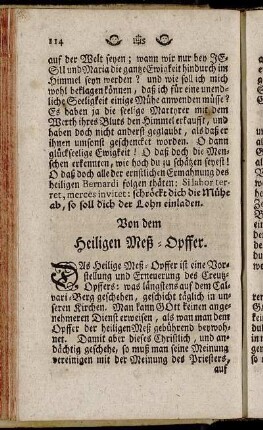 Von dem Heiligen Meß-Opffer.