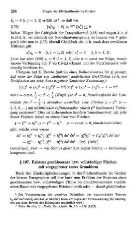 § 107. Existenz geschlossener bzw. vollständiger Flächen mit vorgegebener erster Grundform