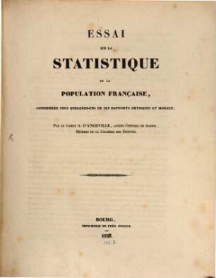 Essai sur la Statistique de la Population Française