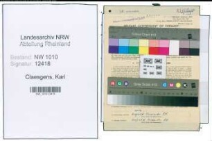 Entnazifizierung Karl Claesgens , geb. 05.09.1912 (Feuerwehrmann)