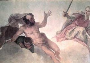 Allegorie der Justitia, begleitet von Caritas, Clementia und Fides
