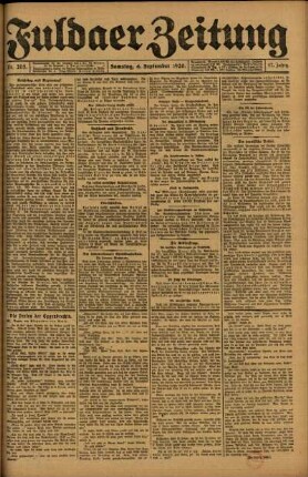 Erste Ausgabe vom Samstag, den 04. September 1920.
