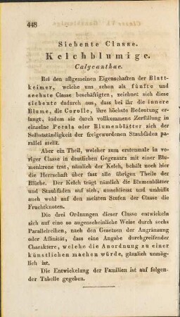 Siebente Classe. Kelchblumige