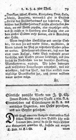 Sämtliche poetische Werke. Zween Bände.