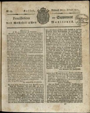 No. 15, Mittwoch den 20. Februar 1811