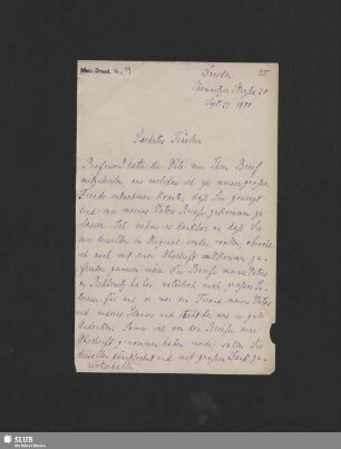 Bl. 25. Schnorr von Carolsfeld, Marie an Margaret Howitt