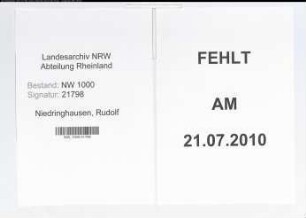 Entnazifizierung Rudolf Niedringhausen, geb. 02.02.1910 ()