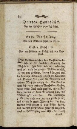 Drittes Hauptstück. Von den Pflichten gegen sich selbst.