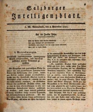 Salzburger Intelligenzblatt. 1791 = Jg. 7